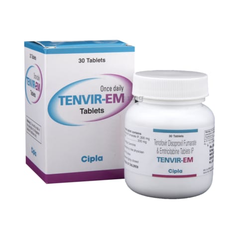 Tenvir-EM Tablet, Emtricitabine 200mg, Tenofovir Disoproxil fumarate 300mg, price, Uses, Side Effects - Drugcarts