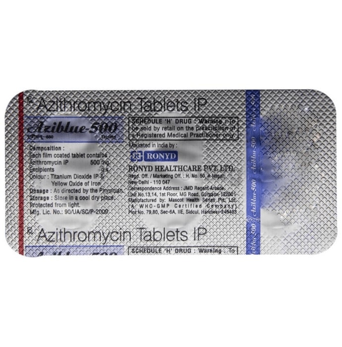 Aziblue 500mg Tablet, Azithromycin 500mg, Price, Uses, Side Effects –Drugcarts